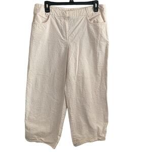 Hillard & Hanson Pants Womens 12 White Pale Pink Striped Ankle